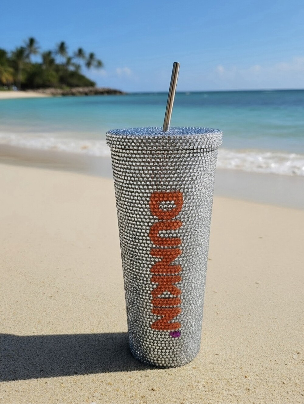 Dunkin' Donuts (2024 Limited Edition) 24 oz Silver Rhinestone/Bling Tumbler.